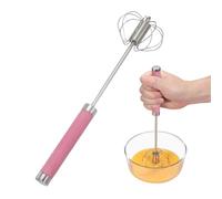 sourcing map Batidor de acero inoxidable, herramienta semiautomática de 10.8 pulgadas, batidor de huevos antiadherente, para cocina, cocina, hornear, mezclar, batir, agitar, color rosa