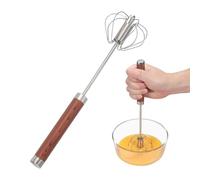 sourcing map Batidor de acero inoxidable, herramienta semiautomática de 10.8 pulgadas, batidor de huevos antiadherente para cocina, cocina, hornear, mezclar, batir, agitar, batir, marrón oscuro