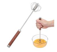 sourcing map Batidor de acero inoxidable, herramienta semiautomática de 11.6 pulgadas, batidor de huevos antiadherente para cocina, cocina, hornear, mezclar, batir, agitar, batir, marrón oscuro