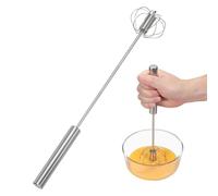 sourcing map Batidor de acero inoxidable, herramienta semiautomática de 13.6 pulgadas, batidor de huevos antiadherente, para cocina, cocina, hornear, mezclar, batir, agitar, color plateado