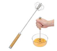 sourcing map Batidor de acero inoxidable, herramienta semiautomática de 13.6 pulgadas, batidor de huevos antiadherente para cocina, cocina, hornear, mezclar, batir, agitar, color marrón