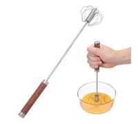 sourcing map Batidor de acero inoxidable, herramienta semiautomática de 13.6 pulgadas, batidor de huevos antiadherente para cocina, cocina, hornear, mezclar, batir, agitar, batir, marrón oscuro