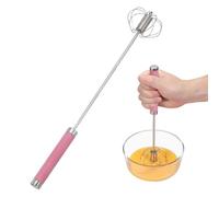 sourcing map Batidor de acero inoxidable, herramienta semiautomática de 13.6 pulgadas, batidor de huevos antiadherente, para cocina, cocina, hornear, mezclar, batir, agitar, color rosa
