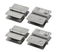 sourcing map Bisagras pinza Clip de 5-6mm de grosor ajustable doble para puerta de vidrio 4pcs