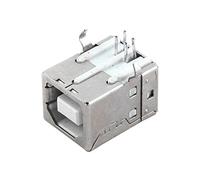 sourcing map Blindado USB Tipo B Hembra Puerto 4 Pasadores PCB Montaje Conector Tono Plateado