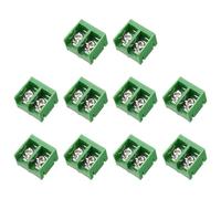 sourcing map Bloque de terminales de 2 posiciones, 2 x 1,8 cm, 300 V, 30 A, 9,5 mm, paso PA66, tira de terminales de tornillo de montaje en PCB de una sola fila, paquete de 10, verde