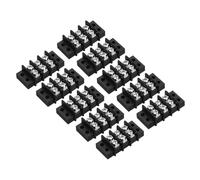 sourcing map Bloque de terminales de 3 posiciones de 300 V, 20 A, 9,5 mm, paso doble, 3 circuitos, tira de terminales de tornillo de fila DIN, 10 unidades