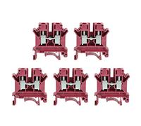 sourcing map Bloque de terminales de riel DIN UK6N 800V 57A Tipo de tornillo Conector 6mm2 Rojo 5 PC