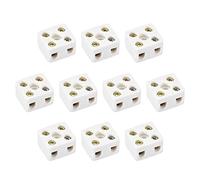 sourcing map Bloques de Terminales de Cerámica de 2 Vías, Conectores Cerámicos de Porcelana de Alta Temperatura 21.5x19.5x14.2mm para Cable Eléctrico, 10uds