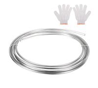 sourcing map Bobina de tubo de acero inoxidable, 5/16 pulgadas de diámetro exterior x 16.4 pies, tubo soldado industrial de acero inoxidable 316 con guantes, tono plateado de 0.04 pulgadas de grosor