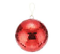 sourcing map Bola de espejo de discoteca de 8 pulgadas con anillo colgante y cuerda para fiesta, baile, boda, escenario, festival, Navidad, club, decoración del hogar, color rojo