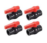 sourcing map Bola Válvula, 3/4" PVC Enchufe Extremo Válvula para Acuario Configuración, Sumidero Bomba, Pileta, Jardín Rociador Oscuro Gris Rojo 4Uds