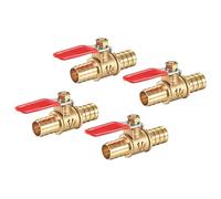 sourcing map Bola Válvula Cierre Válvula, 12mm Manguera Conector a 12mm Manguera Conector, Manguera Tubería Tubo Conexiones, 180 Grado Operación Manija, Latón Válvula, Paquete de 4