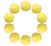 sourcing map Bolas de pompón de piel sintética de 5 cm, 10 pompones de piel sintética suaves amarillos para sombreros con lazo elástico para tejer sombreros, llaveros, bufandas, guantes, bolsos,