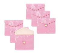 sourcing map Bolsa de joyería de seda de estilo chino, pequeña bolsa organizadora de joyas de viaje, bolsa bordada de satén para bodas, fiestas de cumpleaños, viajes pequeños, Pink, Bolsa para bolso