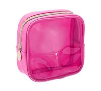 sourcing map Bolsa de maquillaje transparente pequeña bolsa de cosméticos transparente organizador de artículos de tocador con cremallera, bolsa de maquillaje portátil para uso diario, magenta, mini