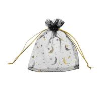 sourcing map Bolsa de organza de 3.5 x 5 pulgadas, bolsas de malla transparente con diseño de luna y estrella, bolsas de regalo a granel, bolsas de joyería para bodas, caramelos, San Valentín