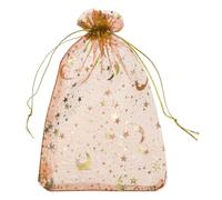 sourcing map Bolsa de organza de 4 x 6 pulgadas, bolsas de malla transparente con diseño de luna y estrella, bolsas de regalo a granel, bolsas de joyería para bodas, caramelos, San Valentín