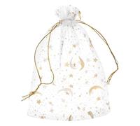 sourcing map Bolsa de organza de 4 x 6 pulgadas, bolsas de malla transparente con diseño de luna y estrella, bolsas de regalo a granel, bolsas de joyería para bodas, caramelos, San Valentín