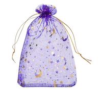 sourcing map Bolsa de organza de 5 x 7 pulgadas, bolsas de malla transparente con diseño de luna y estrella, bolsas de regalo a granel, bolsas de joyería para bodas, caramelos, San Valentín