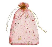sourcing map Bolsa de organza de 5 x 7 pulgadas, bolsas de malla transparente con diseño de luna y estrella, bolsas de regalo a granel, bolsas de joyería para bodas, caramelos, San Valentín
