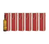 sourcing map Bolsa de regalo de vino de 13.7 x 3.7 x 3.5 pulgadas, 6 bolsas de vino con borde dorado, bolsa de regalo con asas a granel para suministros de fiesta de boda, vacaciones de cumpleaños