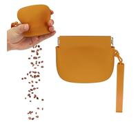 sourcing map Bolsa de silicona para golosinas para perros, cierre automático, tamaño de bolsillo, bolsa portátil para caminar para perros y gatos de 4 x 3 pulgadas (naranja, 1 unidad), diseñada para