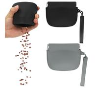 sourcing map Bolsa de silicona para golosinas para perros, cierre automático, tamaño de bolsillo, bolsa portátil para caminar para perros y gatos de 4 x 3 pulgadas (negro/gris, 2 piezas), diseñada