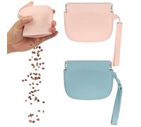 sourcing map Bolsa de silicona para golosinas para perros, cierre automático, tamaño de bolsillo, bolsa portátil para caminar para perros y gatos de 4 x 3 pulgadas (azul pizarra/rosa claro, 2 piezas