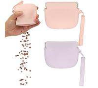 sourcing map Bolsa de silicona para golosinas para perros, cierre automático, tamaño de bolsillo, bolsa portátil para caminar para perros y gatos de 4 x 3 pulgadas (rosa claro/morado claro, 2 piezas