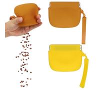 sourcing map Bolsa de silicona para golosinas para perros, cierre automático, tamaño de bolsillo, bolsa portátil para caminar para perros y gatos de 4 x 3 pulgadas (amarillo/naranja, 2 piezas