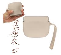 sourcing map Bolsa de silicona para golosinas para perros, cierre automático, tamaño de bolsillo, bolsa portátil para caminar para perros y gatos de 4 x 3 pulgadas (beige, 1 unidad), diseñada para