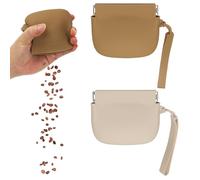 sourcing map Bolsa de silicona para golosinas para perros, cierre automático, tamaño de bolsillo, bolsa portátil para caminar para perros y gatos de 4 x 3 pulgadas (marrón/beige, 2 piezas), diseñada