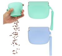 sourcing map Bolsa de silicona para golosinas para perros, cierre automático, tamaño de bolsillo, bolsa portátil para caminar para perros y gatos de 4 x 3 pulgadas (verde/azul, 2 piezas), diseñada