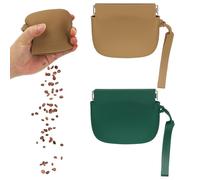 sourcing map Bolsa de silicona para golosinas para perros, cierre automático, tamaño de bolsillo, bolsa portátil para caminar para perros y gatos de 4 x 3 pulgadas (verde oscuro/marrón, 2 piezas