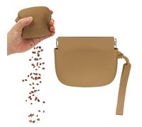 sourcing map Bolsa de silicona para golosinas para perros, cierre automático, tamaño de bolsillo, bolsa portátil para caminar para perros y gatos de 4 x 3 pulgadas (marrón, 1 unidad), diseñada para