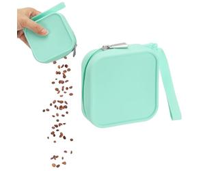 sourcing map Bolsa de silicona para golosinas para perros, cierre automático, tamaño de bolsillo, bolsa portátil para caminar para perros y gatos de 4 x 4 pulgadas (verde, 1 unidad), diseñada para