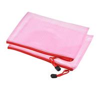 sourcing map Bolsas de Malla con Cremallera, Bolsillos de Documentos de Tamaño A4, Carpetas Bolsas de Billetes, Bolsa de Archivo para Suministros Hogar Oficina, Rosa 12uds