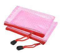 sourcing map Bolsas de Malla con Cremallera, Bolsillos de Documentos de Tamaño B8, Carpetas Bolsas de Billetes, Bolsa de Archivo para Suministros Hogar Oficina, Rosa 3uds