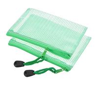 sourcing map Bolsas de Malla con Cremallera, Bolsillos de Documentos de Tamaño B8, Carpetas Bolsas de Billetes, Bolsa de Archivo para Suministros Hogar Oficina, Verde 3uds