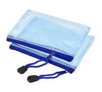 sourcing map Bolsas de Malla con Cremallera, Bolsillos de Documentos de Tamaño B8, Carpetas Bolsas de Billetes, Bolsa de Archivo para Suministros Hogar Oficina, Azul 3uds