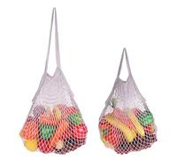 sourcing map Bolsas de malla reutilizables para almacenamiento de productos, bolsa de red lavable, bolsa portátil de cuerda de algodón con asa larga para ir de compras, Gray, Portátil