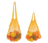 sourcing map Bolsas de malla reutilizables para almacenamiento de productos, bolsa de red lavable, bolsa portátil de cuerda de algodón con asa larga para ir de compras, Amarillo, Portátil