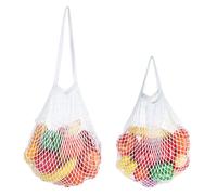 sourcing map Bolsas de malla reutilizables para almacenamiento de productos, bolsa de red lavable, bolsa portátil de cuerda de algodón con asa larga para ir de compras, White, Portátil