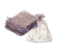 sourcing map Bolsas de organza, 100 bolsas de malla de caramelo de 2.8 x 3.5 pulgadas con cordón, regalo de joyería para fiesta, Navidad, boda, festival, pequeño regalo, morado claro
