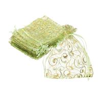 sourcing map Bolsas de organza, 100 bolsas de malla de caramelo de 3.9 x 4.7 pulgadas con cordón, regalo de joyería para fiesta, Navidad, boda, festival, pequeño regalo, verde claro