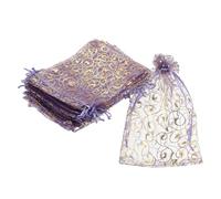 sourcing map Bolsas de organza, 100 bolsas de malla de caramelo de 3.9 x 5.9 pulgadas con cordón, regalo de joyería para fiesta, Navidad, boda, festival, pequeño regalo, morado claro