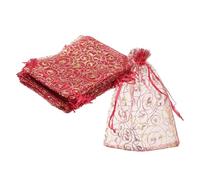 sourcing map Bolsas de organza, 100 bolsas de malla de caramelo de 3.9 x 5.9 pulgadas con cordón, regalo de joyería para fiesta, Navidad, boda, festival, pequeño regalo, color rojo rosa