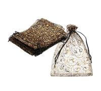 sourcing map Bolsas de organza, 100 bolsas de malla de caramelo de 3.9 x 5.9 pulgadas con cordón, regalo de joyería para fiesta, Navidad, boda, festival, pequeño regalo, color negro