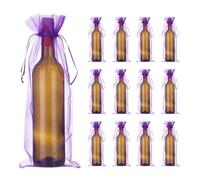 sourcing map Bolsas de vino de organza, bolsas de malla transparente para regalo de vino con cordones para bodas, cumpleaños y fiestas de ducha, morado oscuro